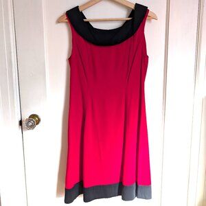 magical VTG Ann Taylor red dress with wide black collar #y2k
